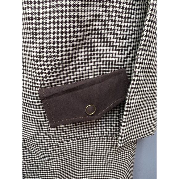 VTG Donna Ricco Sheath Dress Womens Size 12 Brown Houndstooth Wool Pockets Zip - Picture 5 of 7